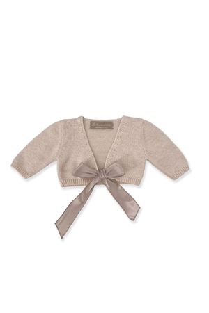 Beige organic cotton cardigan LA STUPENDERIA KIDS | SJSC72110S06.